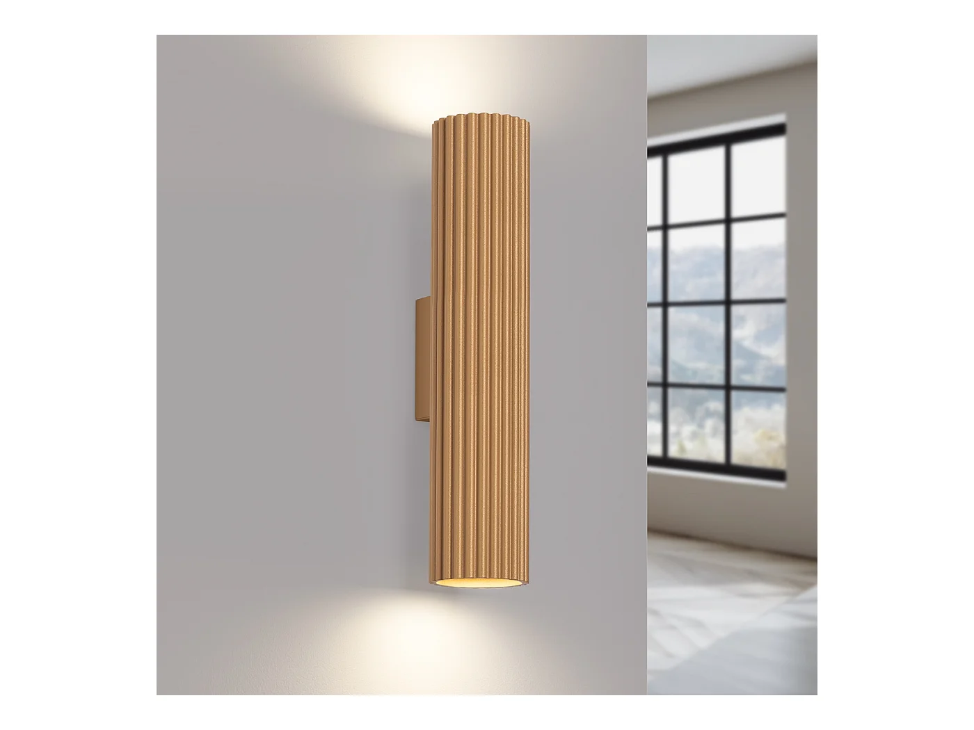 Applique Gloow minimaliste en aluminium - 2 sources lumineuses 4000K - L.6,5 x H.30 cm - doré