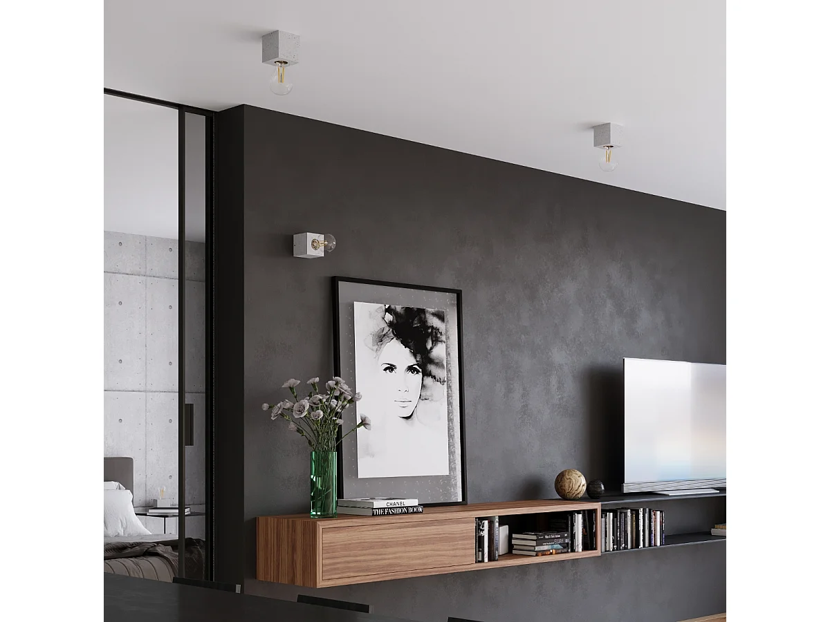 Appliques Zxina industriel en béton - 1 sources lumineuses 4000K - L.10 x H.10 cm - gris