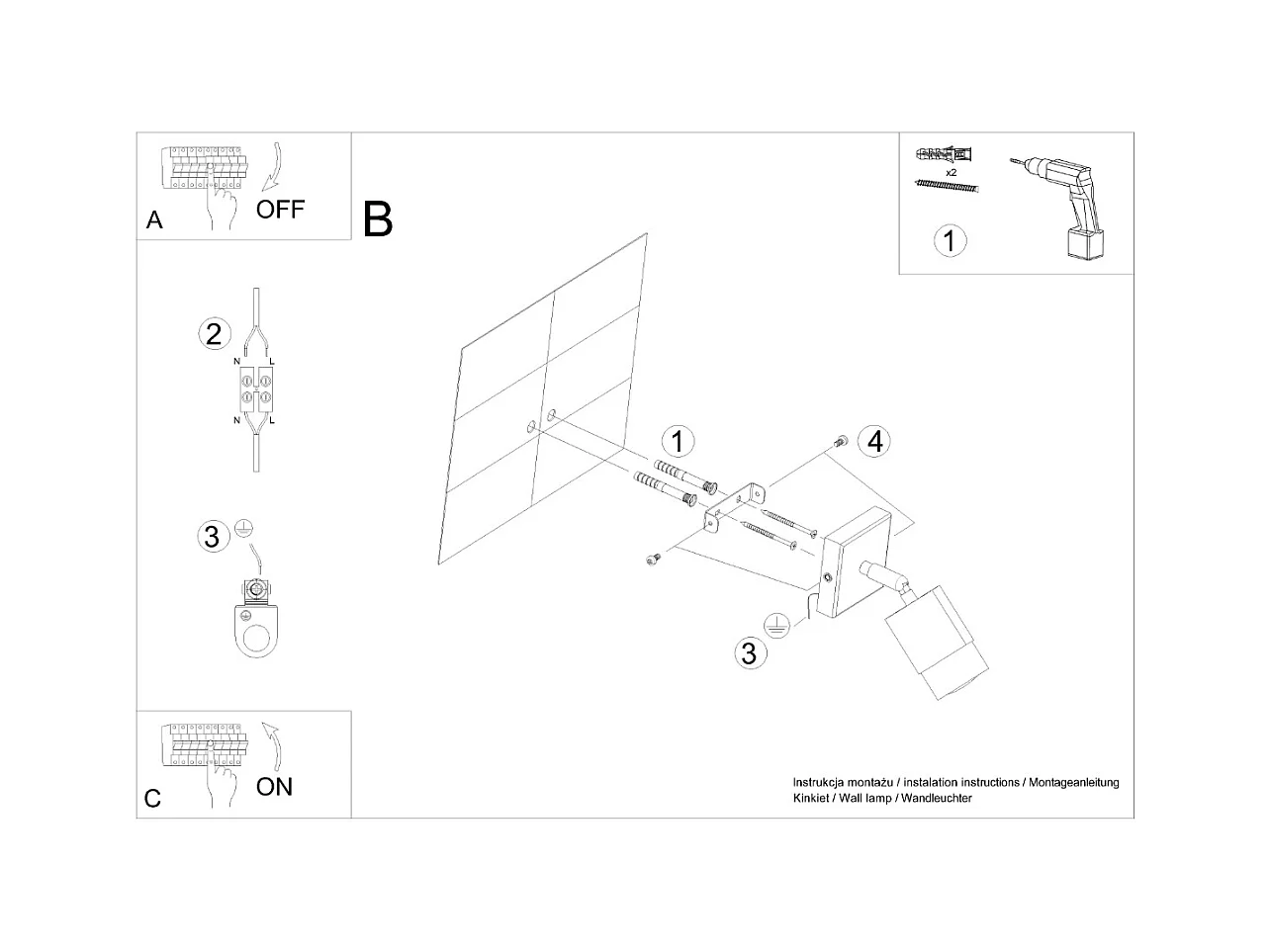 Wandlampen Alvor modern van  - 1 lichtbronnen 3000K - L.8 x H.16 cm - zwart goud