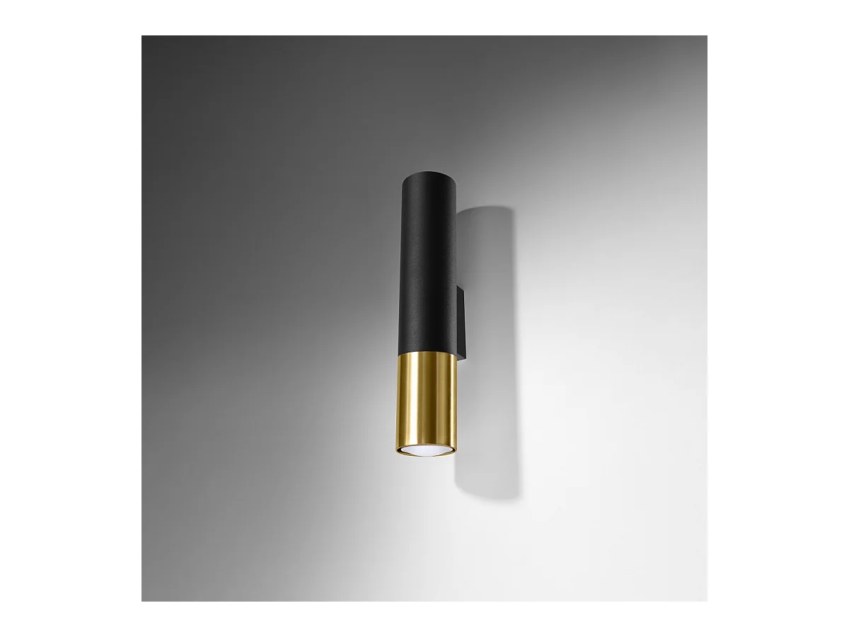 Appliques Zarpex moderne en acier - 2 sources lumineuses 4000K - L.6 x H.29 cm - or noir