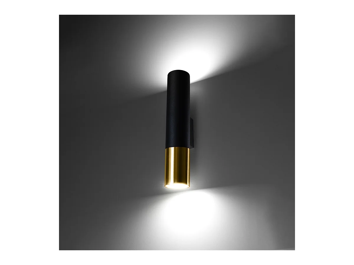 Appliques Zarpex moderne en acier - 2 sources lumineuses 4000K - L.6 x H.29 cm - or noir