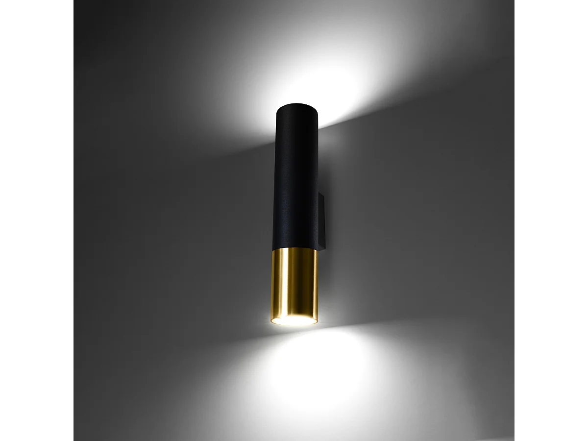 Lámparas de pared Zarpex moderno de acero - 2 fuentes luminosas 4000K - L.6 x A.29 cm - oro negro