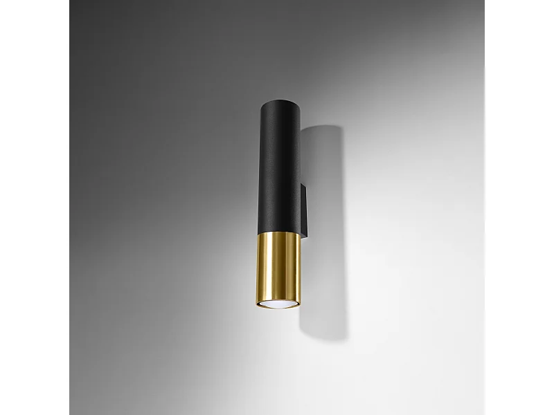 Candeeiros de parede Zarpex moderno, aço - 2 fontes de luz 4000K - L.6 x H.29 cm - ouro Preto