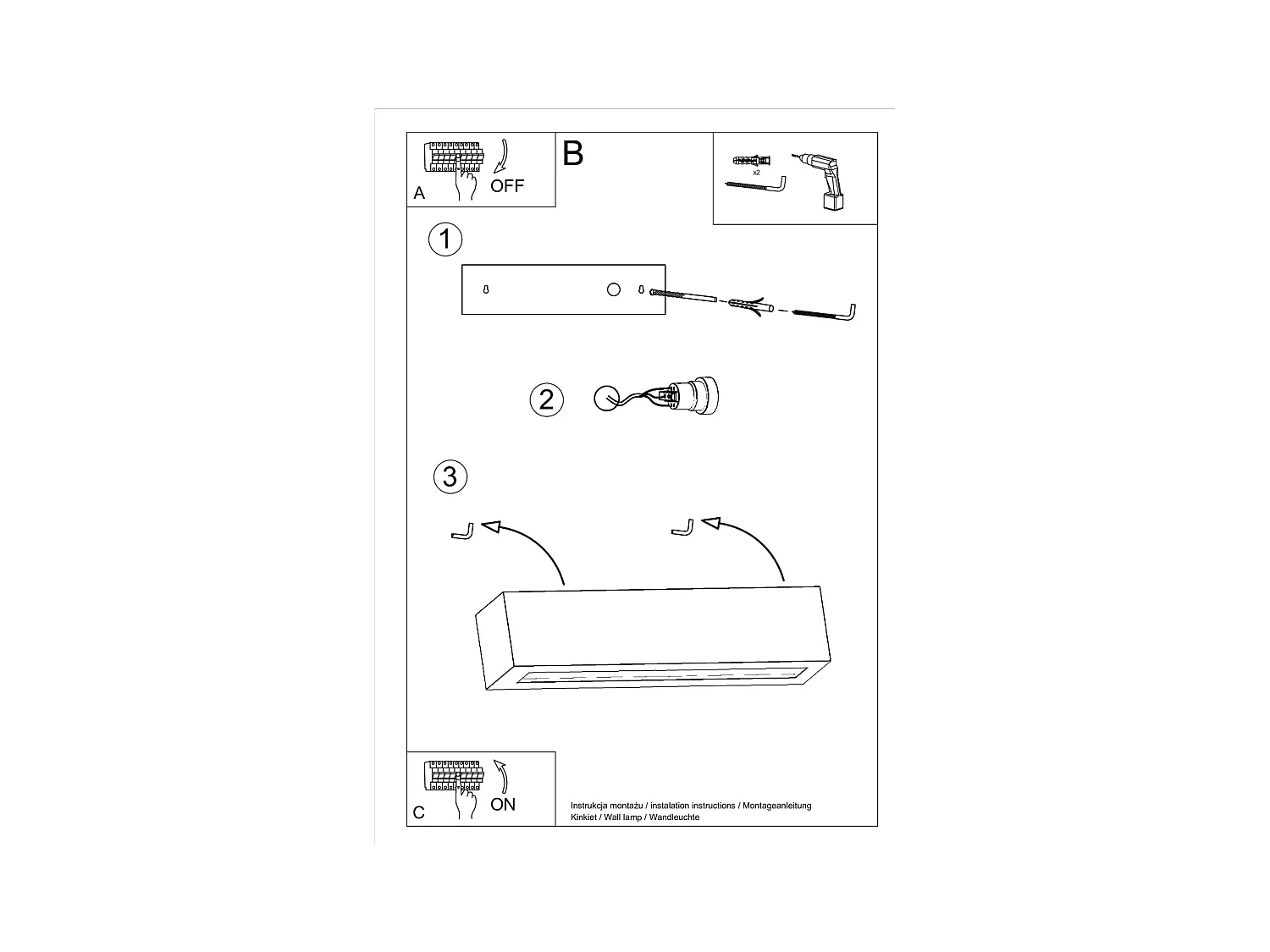 Wandlampen Solara modern aus  Keramik/Glas - 1 lichtquellen 4000K - L.32,5 x H. cm - Schwarz