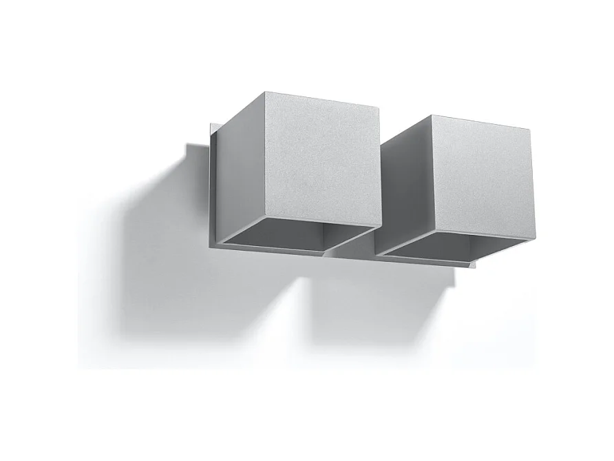 Appliques Quadx moderne en aluminium - 2 sources lumineuses 3000K - L.26 x H.11 cm - gris