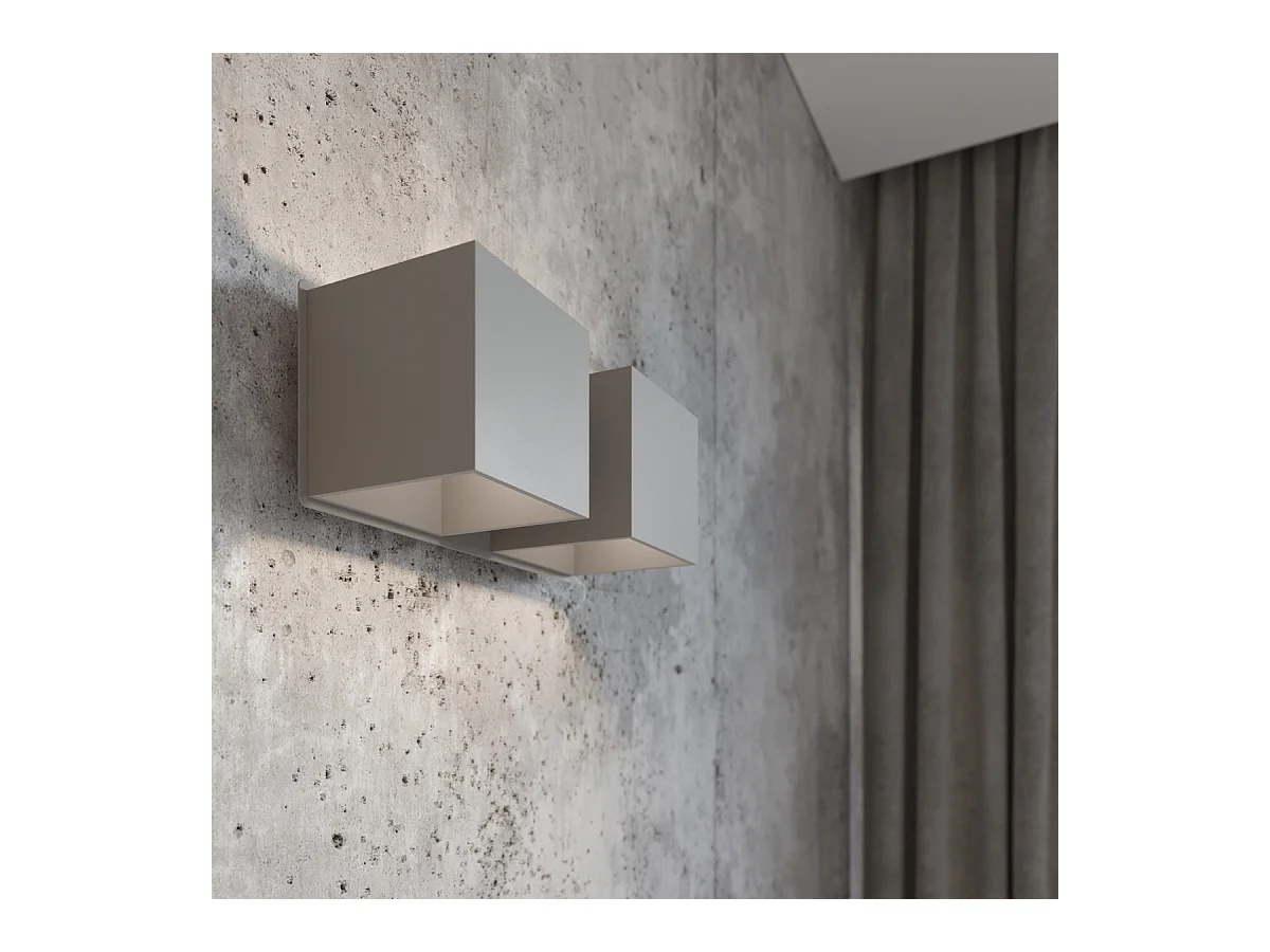 Appliques Quadx moderne en aluminium - 2 sources lumineuses 3000K - L.26 x H.11 cm - gris