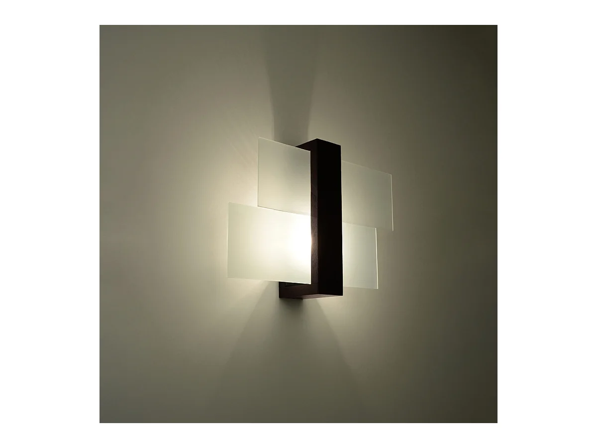 Wandlampen Ignis skandinavisch aus  Holz/Glas - 1 lichtquellen 4000K - L.43 x H. cm - Wenge