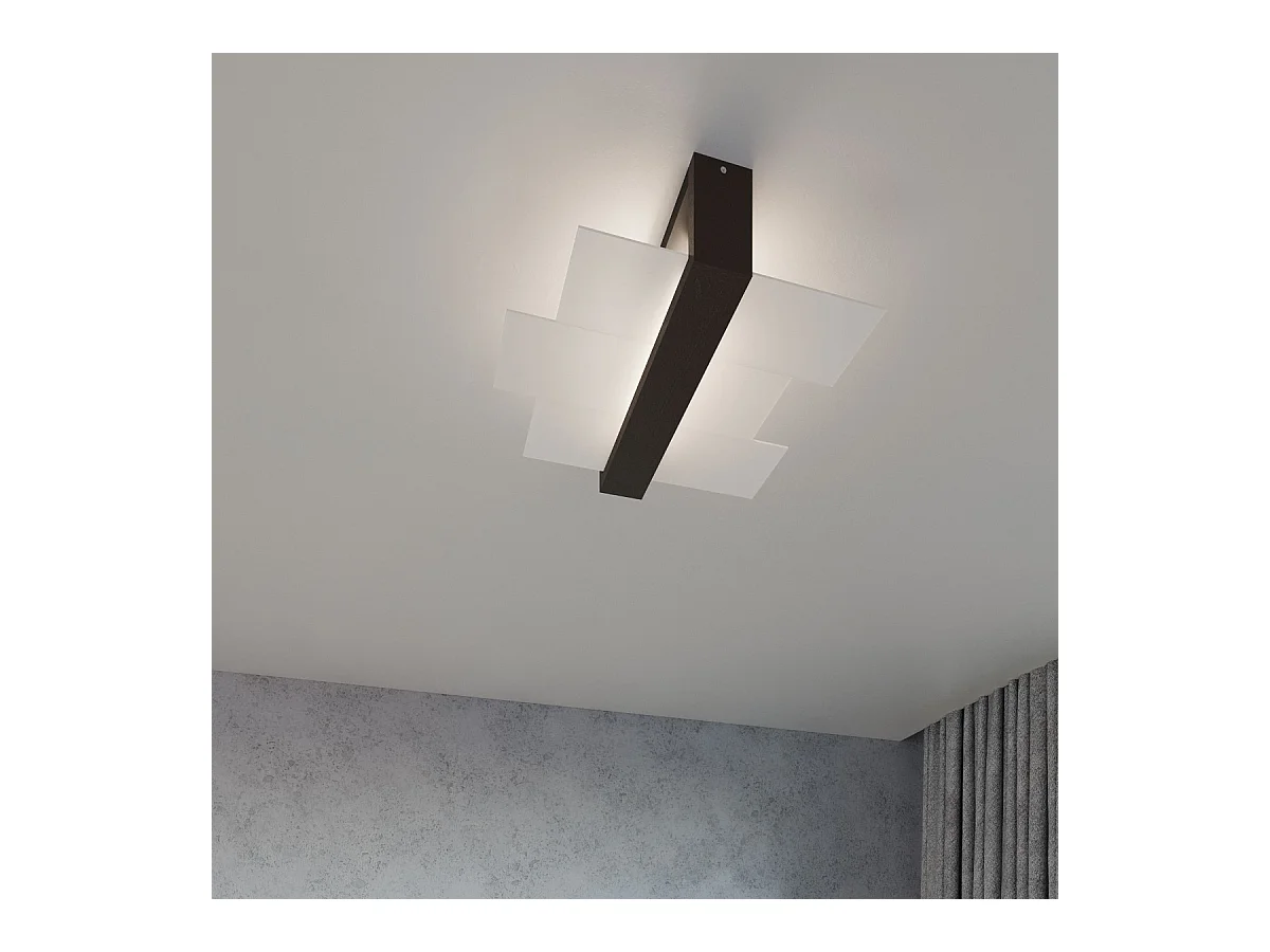 Wandlampen Ignis skandinavisch aus  Holz/Glas - 1 lichtquellen 4000K - L.43 x H. cm - Wenge