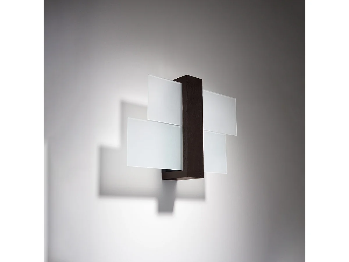 Appliques Ignis scandinave en bois/verre - 1 sources lumineuses 4000K - L.43 x H.30 cm - wengé