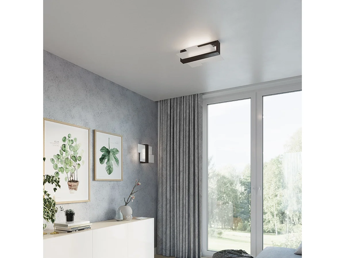 Appliques Ignis scandinave en bois/verre - 1 sources lumineuses 4000K - L.43 x H.30 cm - wengé