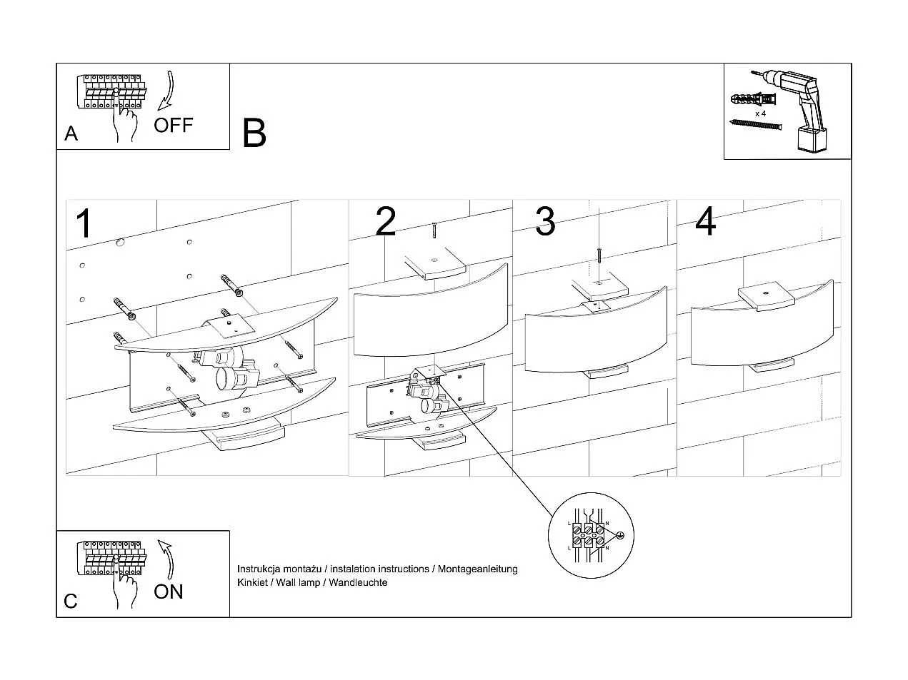 Appliques Nerilo moderne en bois/verre - 2 sources lumineuses 4000K - L.33 x H.14 cm - wengé/blanc
