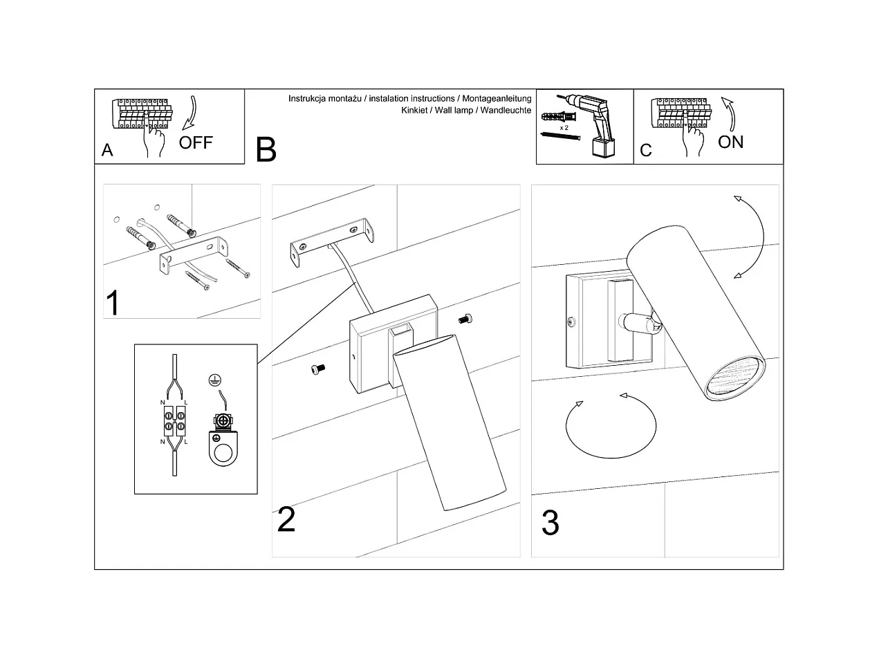 Appliques Invicta moderne en acier - 1 sources lumineuses 4000K - L.8 x H.20 cm - noir