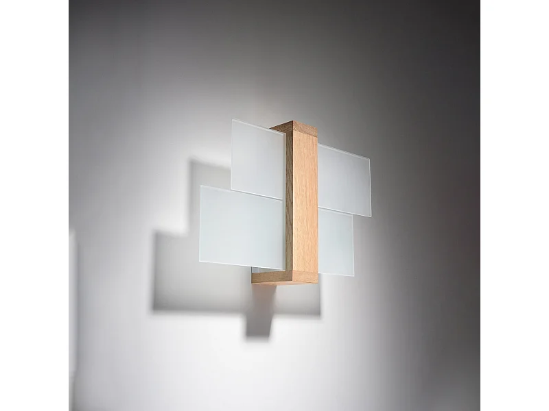 Wandlampen Ignis Scandinavisch van  - 1 lichtbronnen 4000K - L.43 x H.30 cm - natuurlijk hout