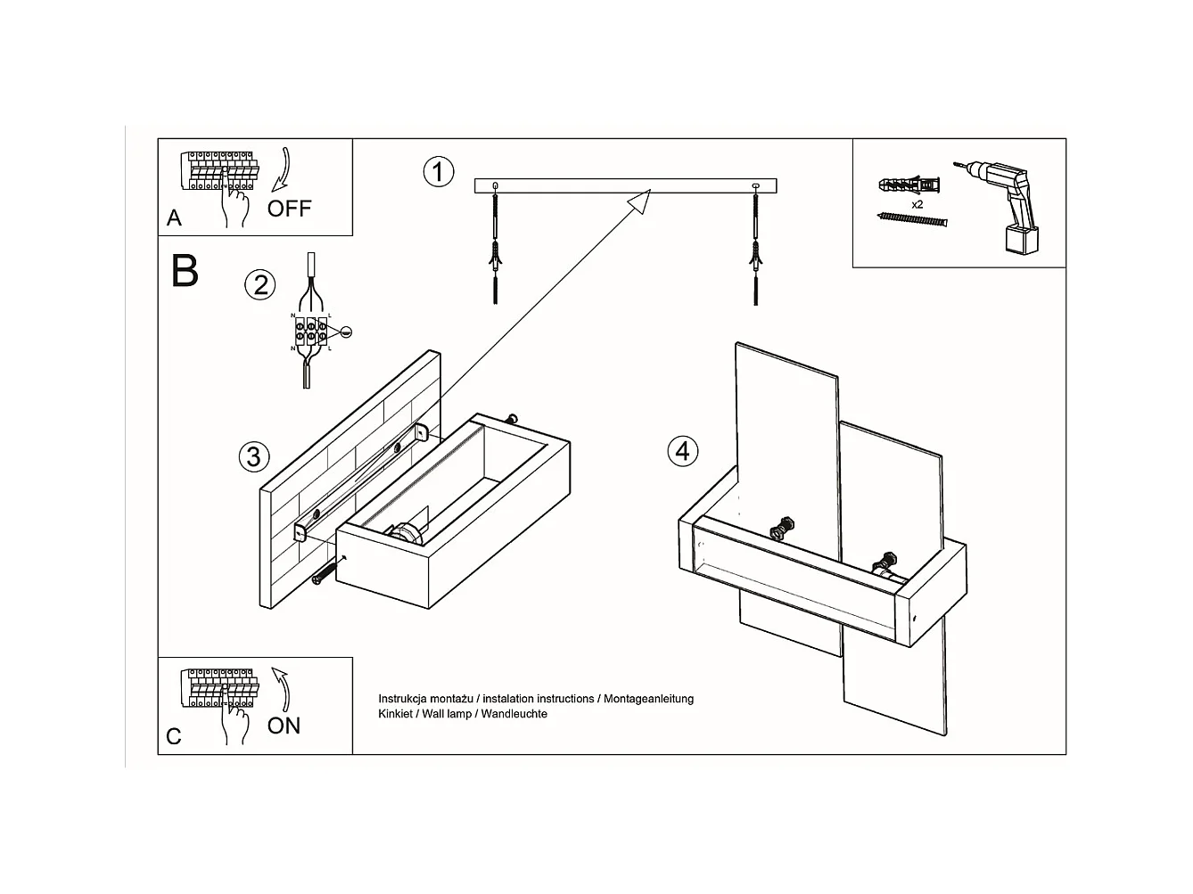 Wandlampen Ignis skandinavisch aus  Holz/Glas - 1 lichtquellen 4000K - L.43 x H. cm - Naturholz