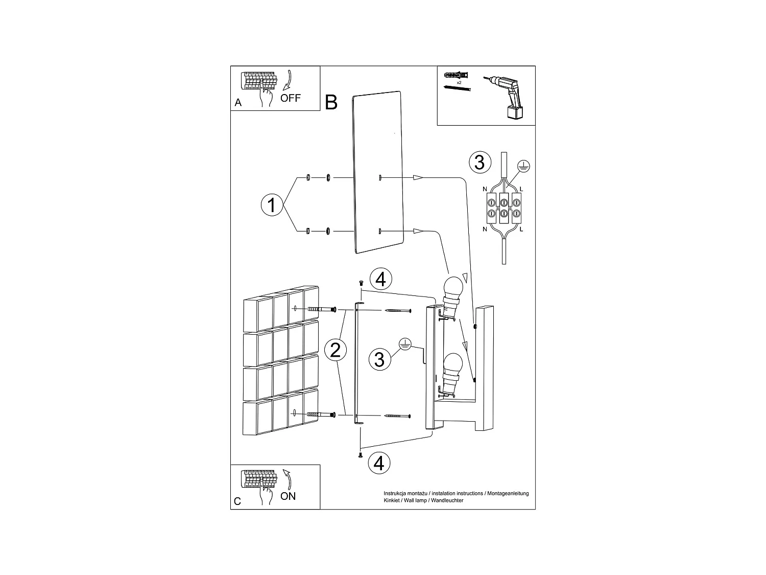 Wandlampen Nappo skandinavisch aus  Holz/Glas - 1 lichtquellen 3000K - L.16 x H. cm - Weiß