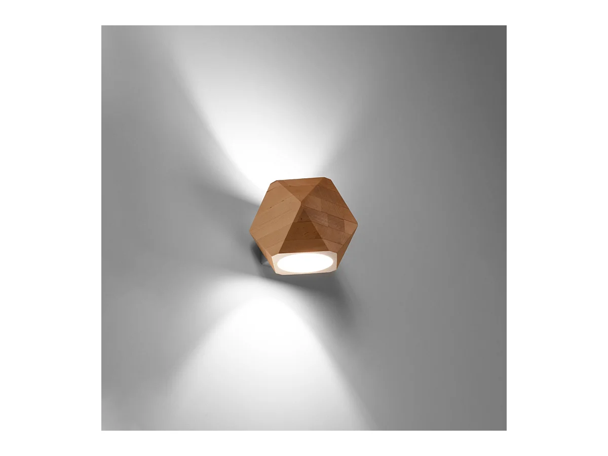 Wandlampen Timberix Scandinavisch van  - 1 lichtbronnen 4000K - L.12 x H.12 cm - natuurlijk hout