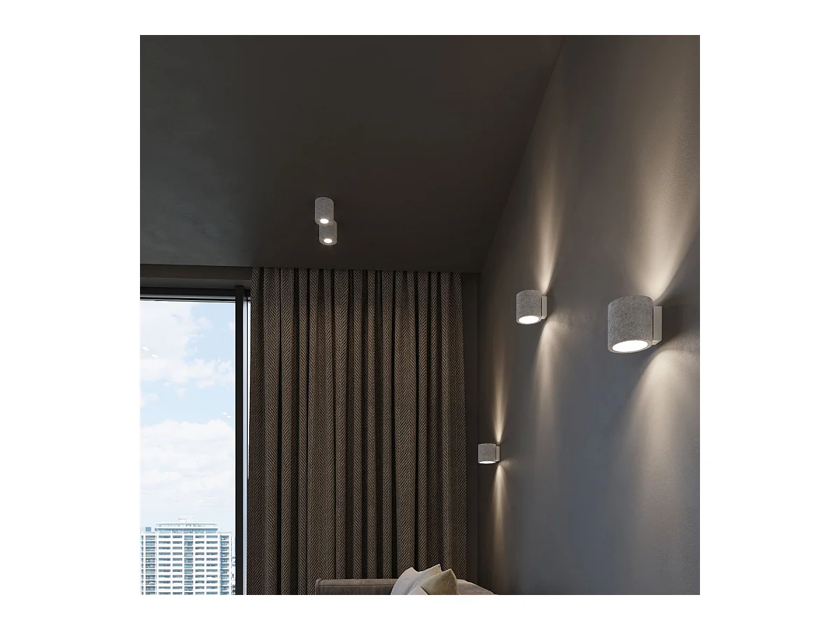 Candeeiros de parede Celeris industrial, concreto - 1 fontes de luz 3000K - L.10 x H.10 cm - cinza