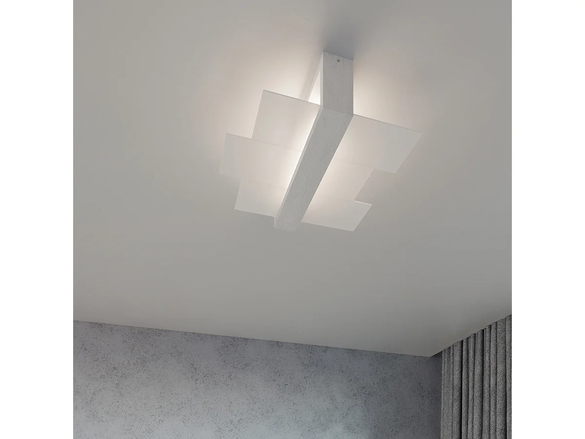 Appliques Ignis scandinave en bois/verre - 1 sources lumineuses 4000K - L.43 x H.30 cm - blanc