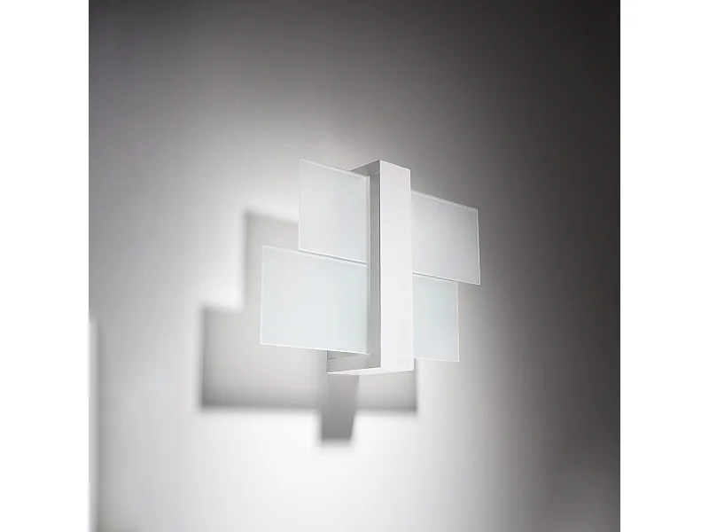 Appliques Ignis scandinave en bois/verre - 1 sources lumineuses 4000K - L.43 x H.30 cm - blanc