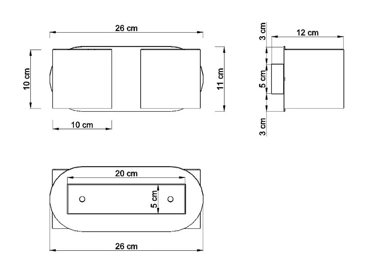 Appliques Celeris moderne en aluminium - 2 sources lumineuses 4000K - L.26 x H.10 cm - gris
