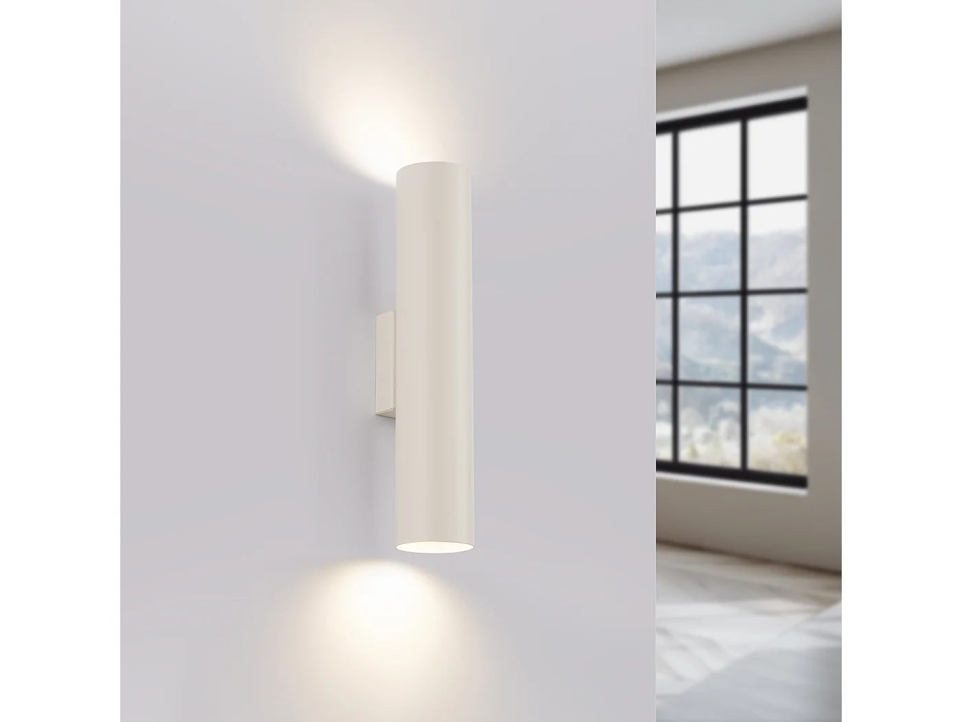 Applique Toris grenier en acier - 2 sources lumineuses 4000K - L.6 x H.30 cm - beige