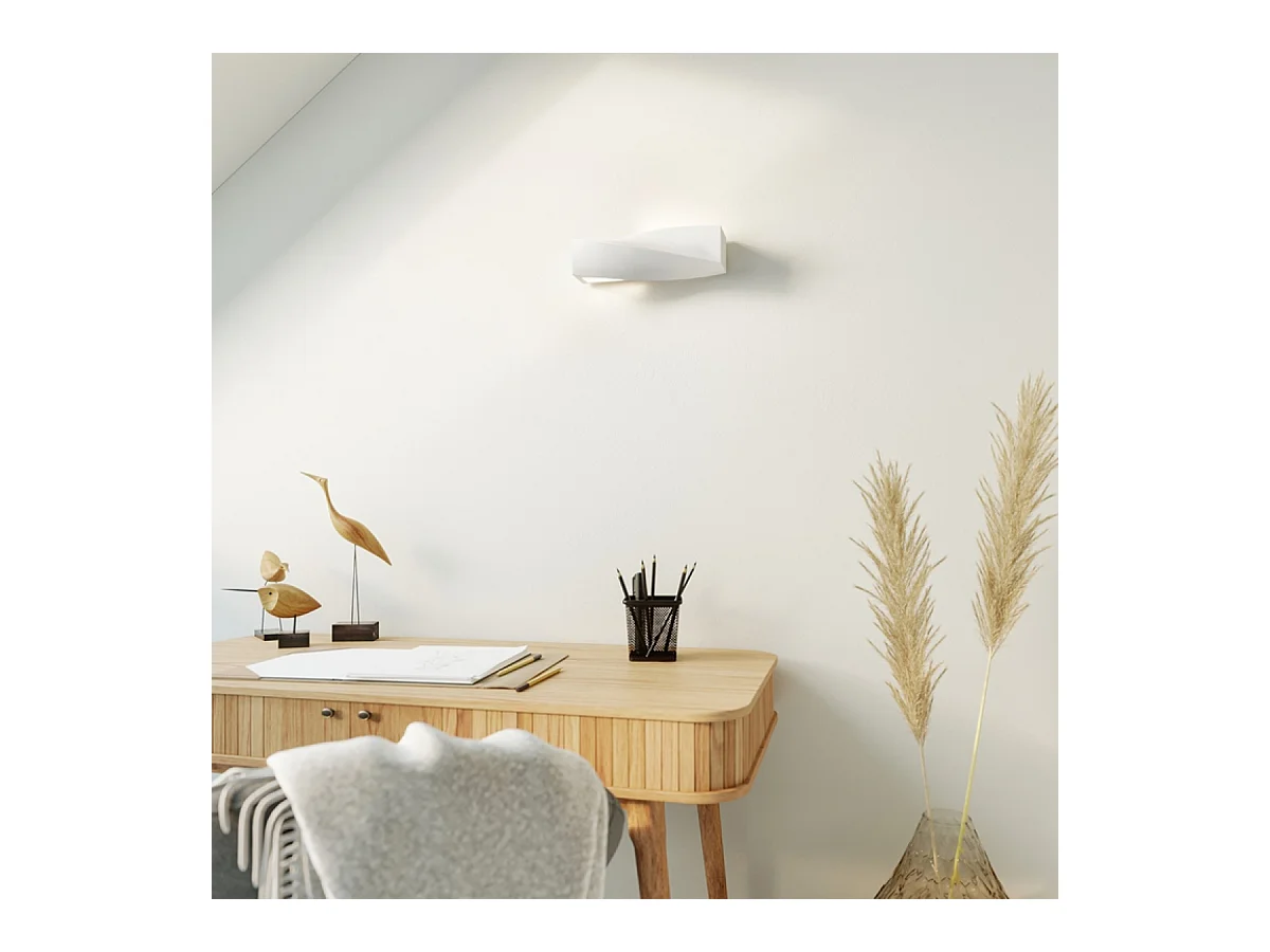 Lampade da parete Sigmonix mini moderno di ceramica/vetro - 1 sorgenti luminose 4000K - L.35 x A.12 cm - bianco