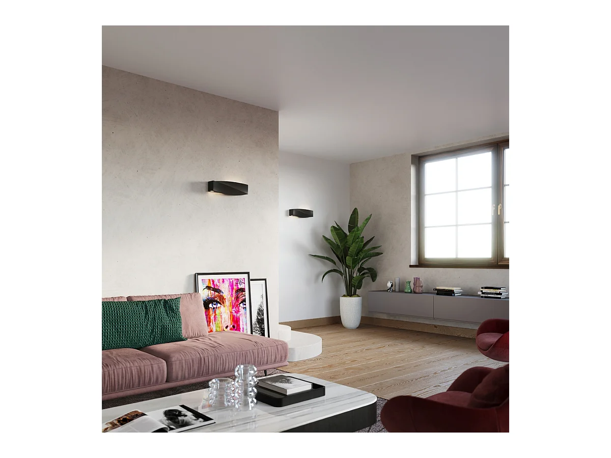 Wandlampen Sigmonix modern van  - 1 lichtbronnen 3000K - L.42 x H.14 cm - zwart