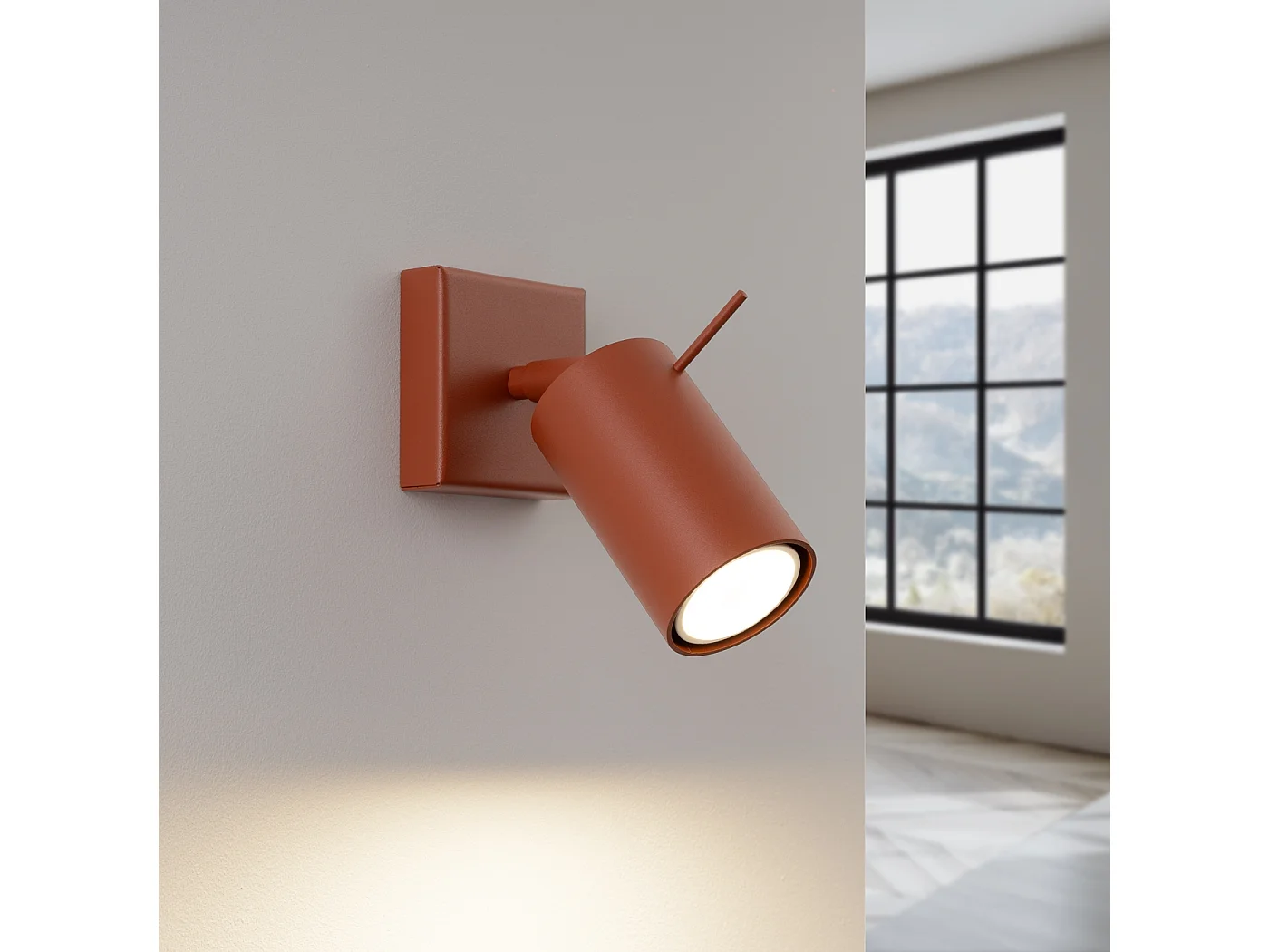 Wandlamp Briix modern van  - 1 lichtbronnen 3000K - L.8 x H.8 cm - rode oker