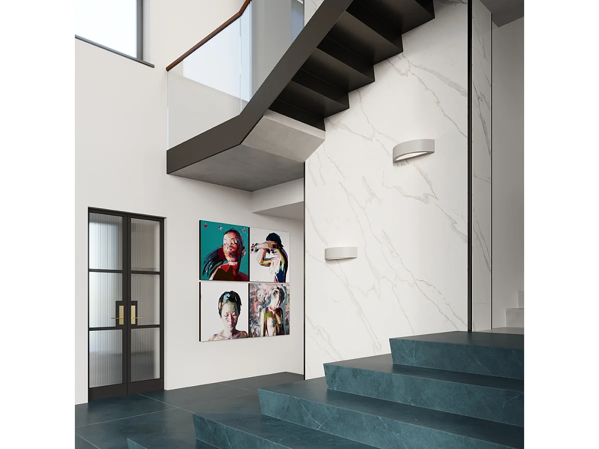 Appliques Gloim moderne en céramique/verre - 1 sources lumineuses 4000K - L.40,5 x H.10 cm - gris