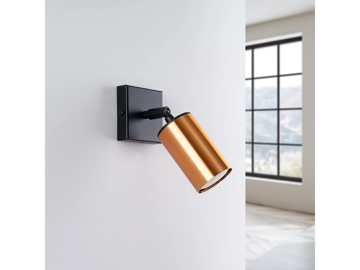 Appliques Glois moderne en acier - 1 sources lumineuses 4000K - L.8 x H.18,5 cm - noir/cuivre
