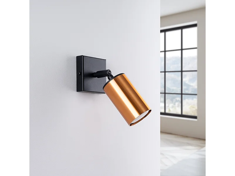 Appliques Glois moderne en acier - 1 sources lumineuses 4000K - L.8 x H.18,5 cm - noir/cuivre