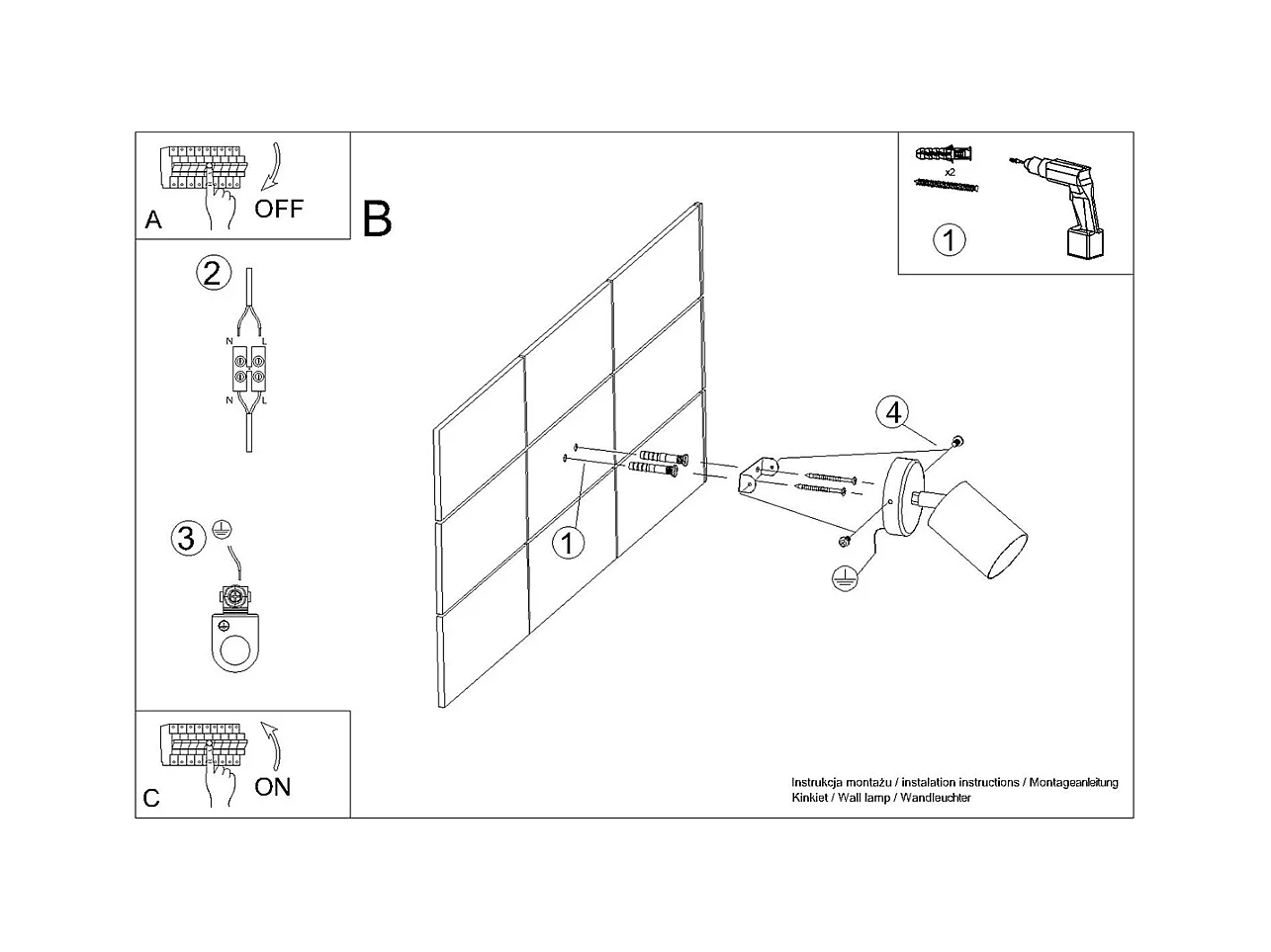 Wandlampen Torim minimalistisch aus  Stahl - 1 lichtquellen 4000K - L.8 x H. cm - Schwarz