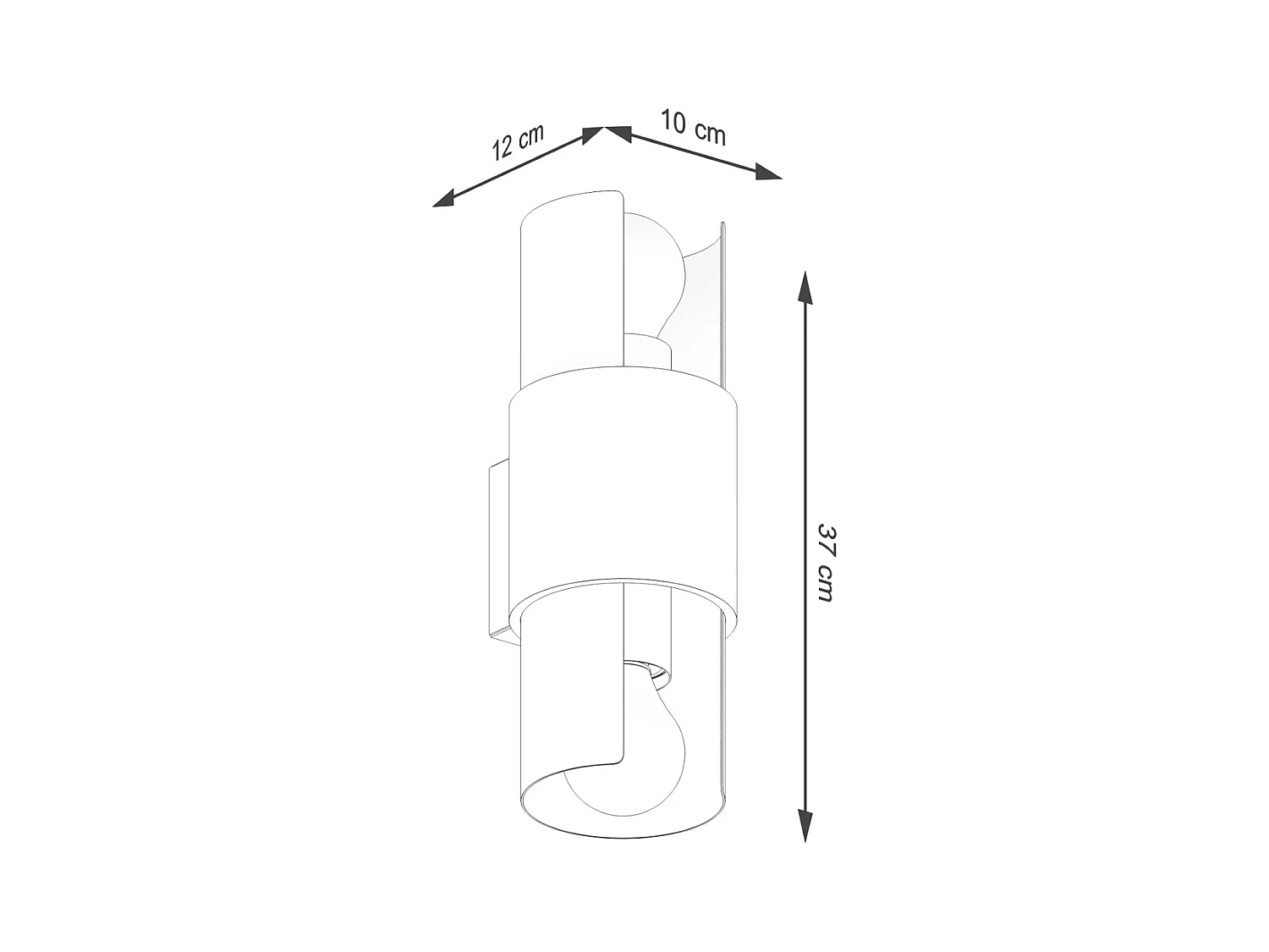 Lampada da parete Torow minimalista di acciaio - 2 sorgenti luminose 3000K - L.10 x A.37 cm - bianco