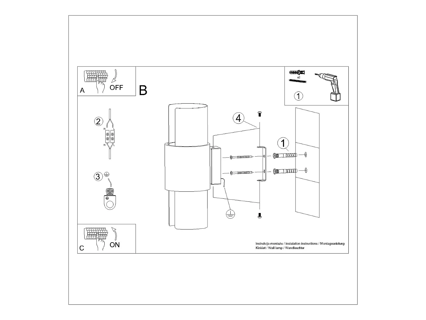 Lampada da parete Torow minimalista di acciaio - 2 sorgenti luminose 3000K - L.10 x A.37 cm - bianco