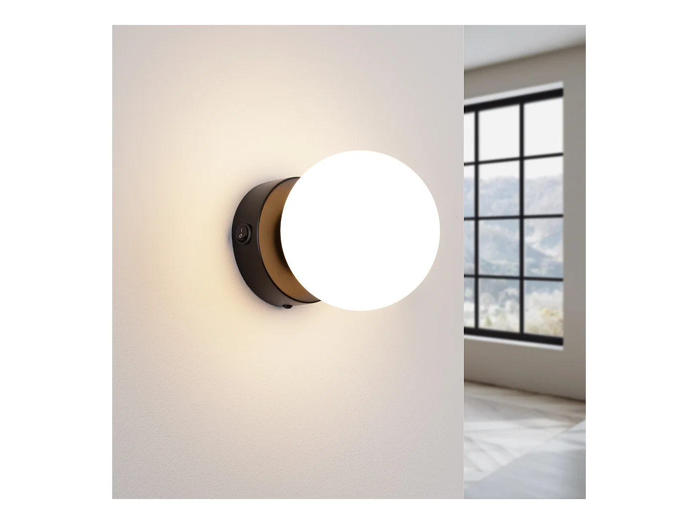 Lampa ścienna nowoczesny Zynfi, stal/szkło - 1 źródło światła 4000K - L.12 x H.12 cm - czarny