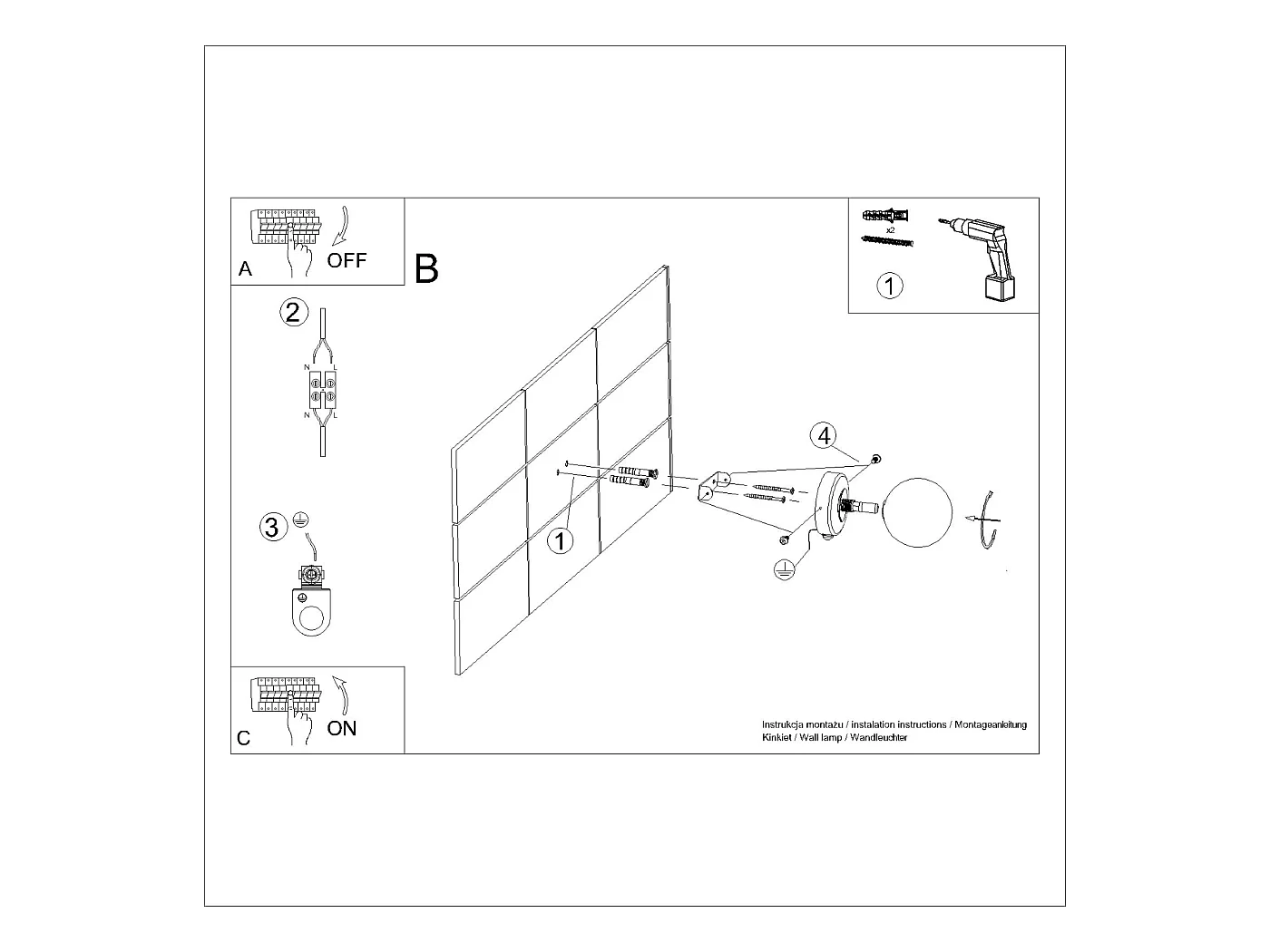 Lampa ścienna nowoczesny Zynfi, stal/szkło - 1 źródło światła 4000K - L.12 x H.12 cm - czarny