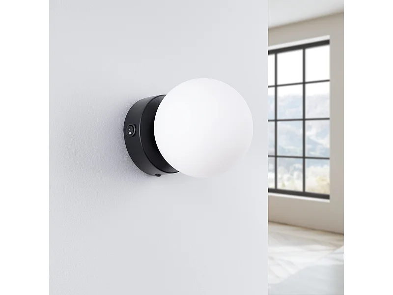 Applique Zynfi moderne en acier/verre - 1 sources lumineuses 4000K - L.12 x H.12 cm - noir