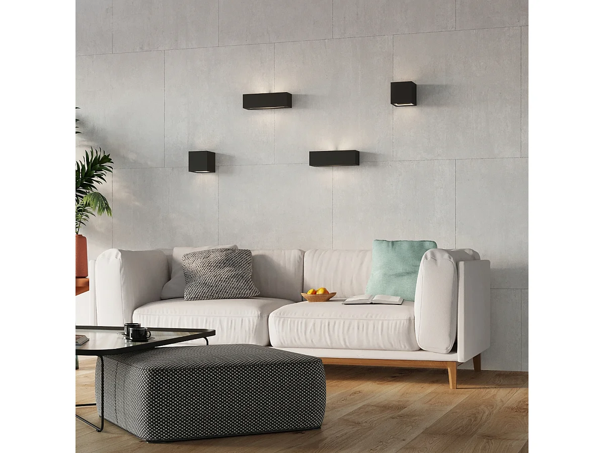 Appliques Astra moderne en céramique/verre - 1 sources lumineuses 4000K - L.14 x H.14 cm - noir