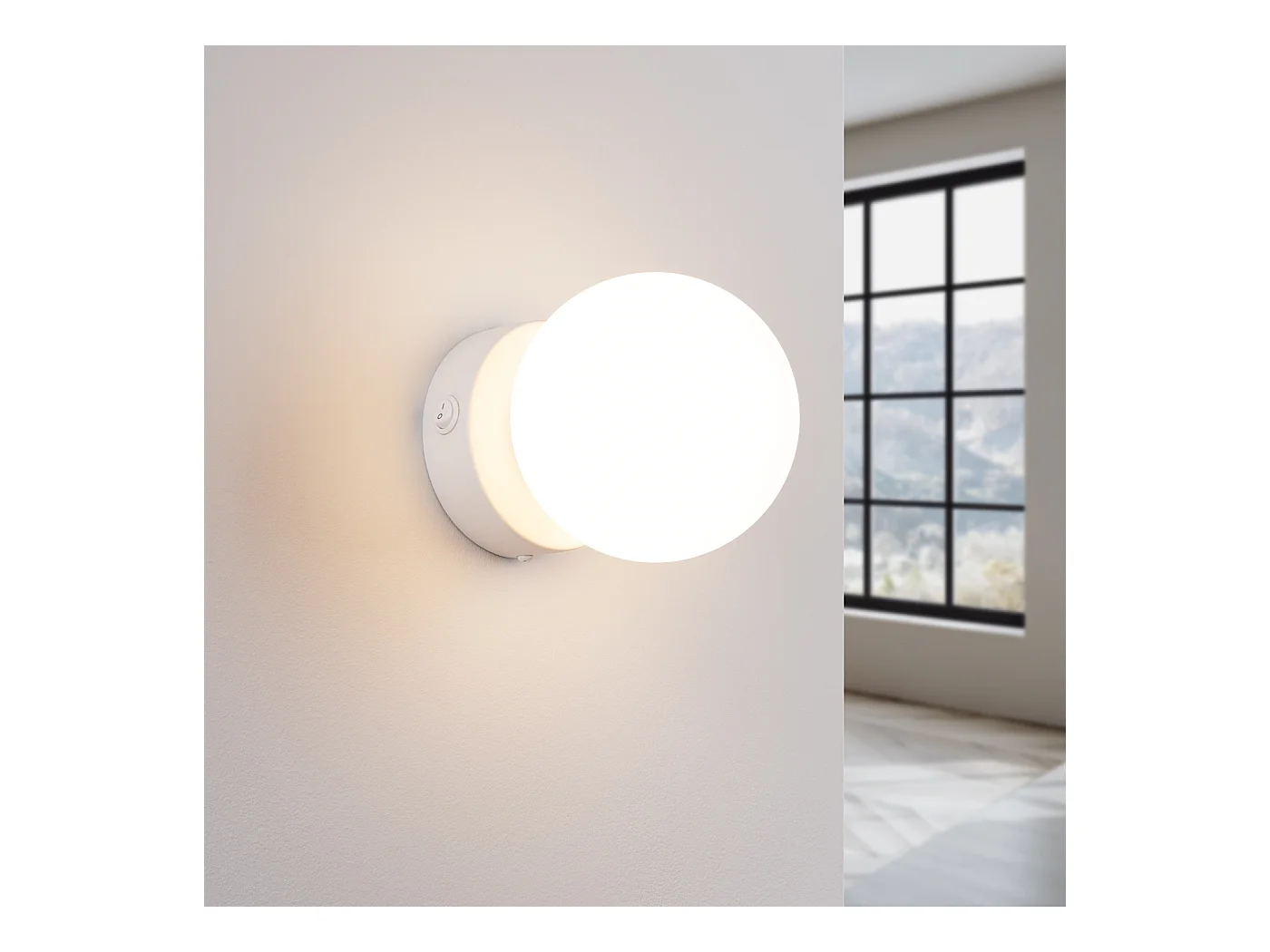 Lampada da parete Zynfi moderno di acciaio/vetro - 1 sorgenti luminose 4000K - L.12 x A.12 cm - bianco