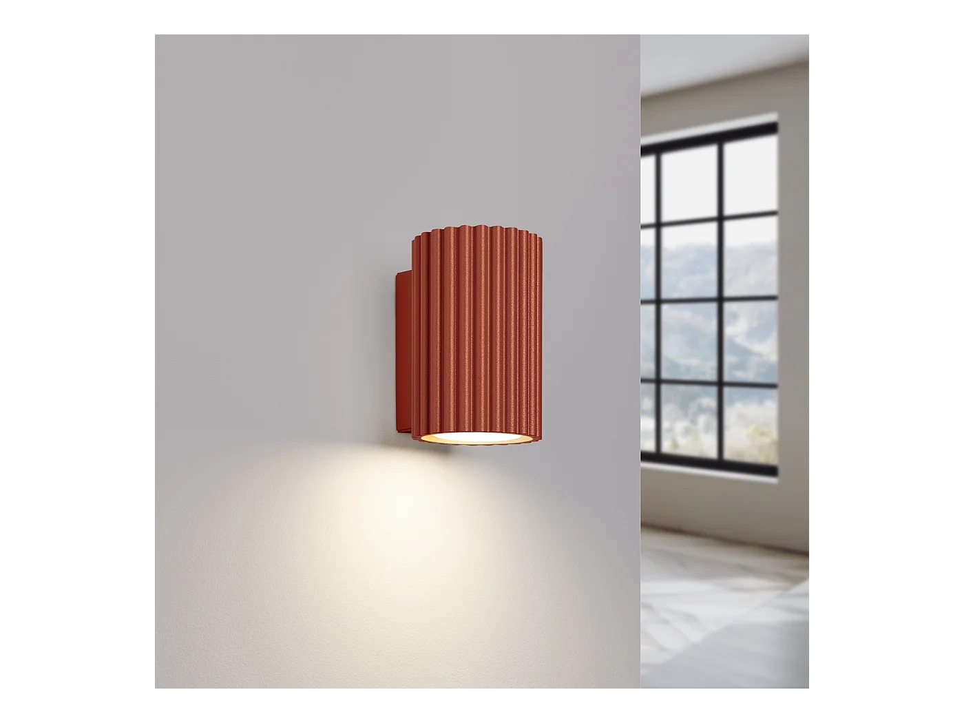 Wandlamp Gloow minimalistisch van  - 1 lichtbronnen 4000K - L.6,5 x H.10 cm - rode oker