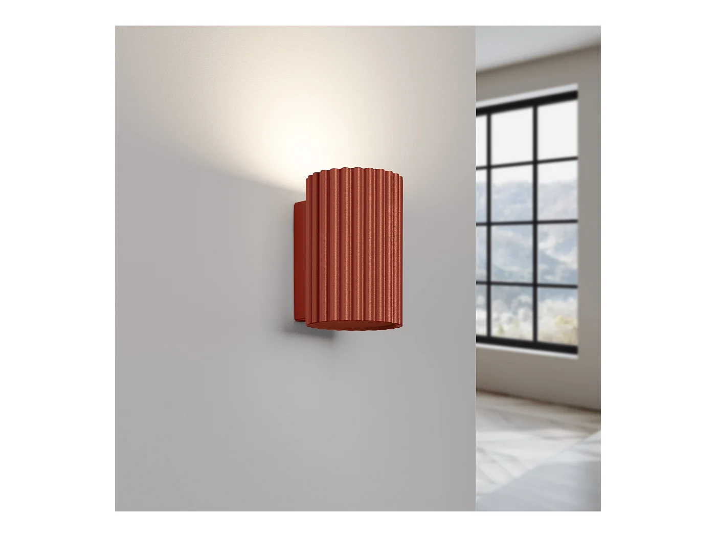 Wandlamp Gloow minimalistisch van  - 1 lichtbronnen 4000K - L.6,5 x H.10 cm - rode oker