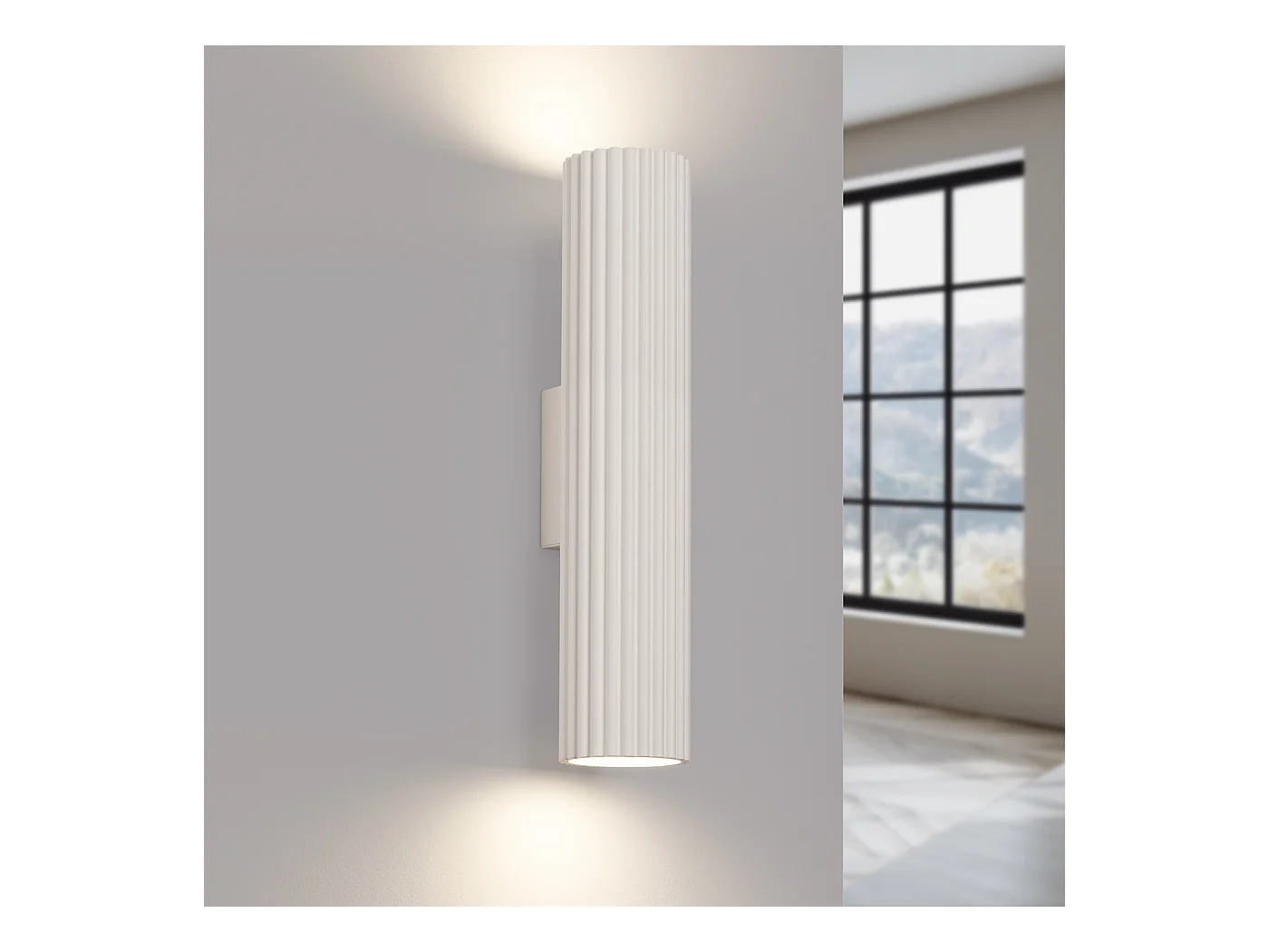 Wandleuchte Gloow minimalistisch aus  Aluminium - 2 lichtquellen 4000K - L.6,5 x H. cm - Beige