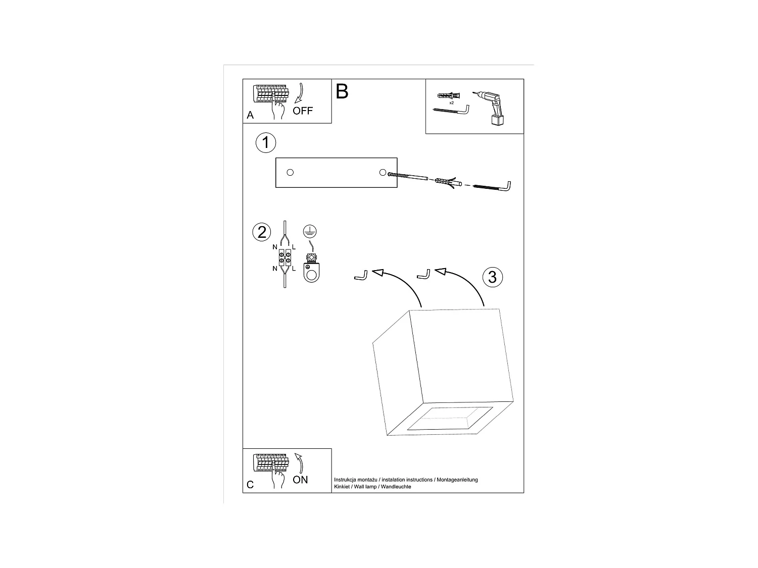 Wandlampen Astra modern aus  Beton/Glas - 1 lichtquellen 4000K - L.12 x H. cm - grau