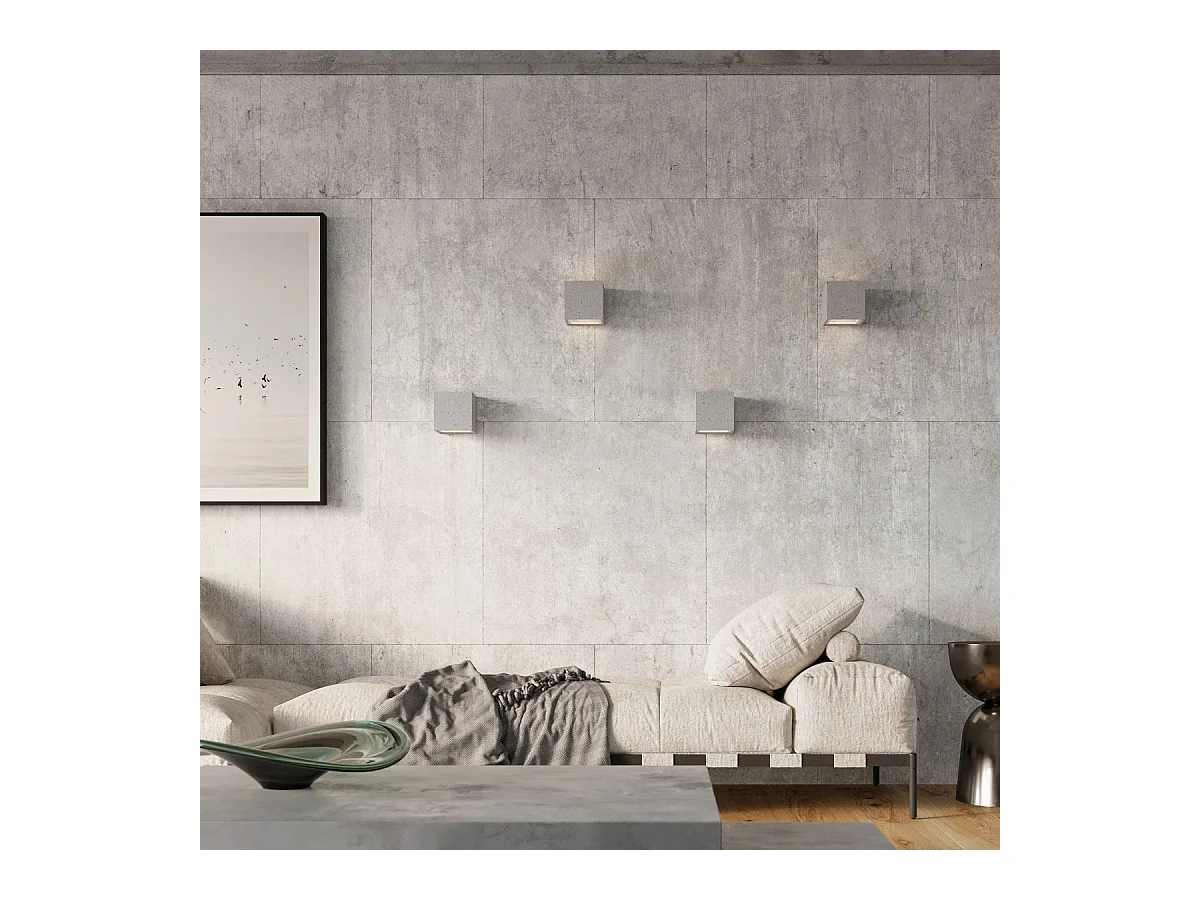 Wandlampen Astra modern aus  Beton/Glas - 1 lichtquellen 4000K - L.12 x H. cm - grau