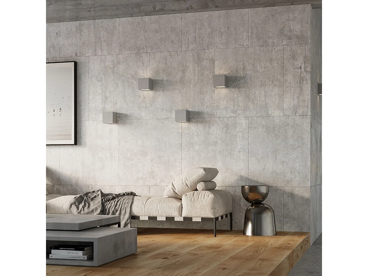 Appliques Astra moderne en béton/verre - 1 sources lumineuses 4000K - L.12 x H.10 cm - gris