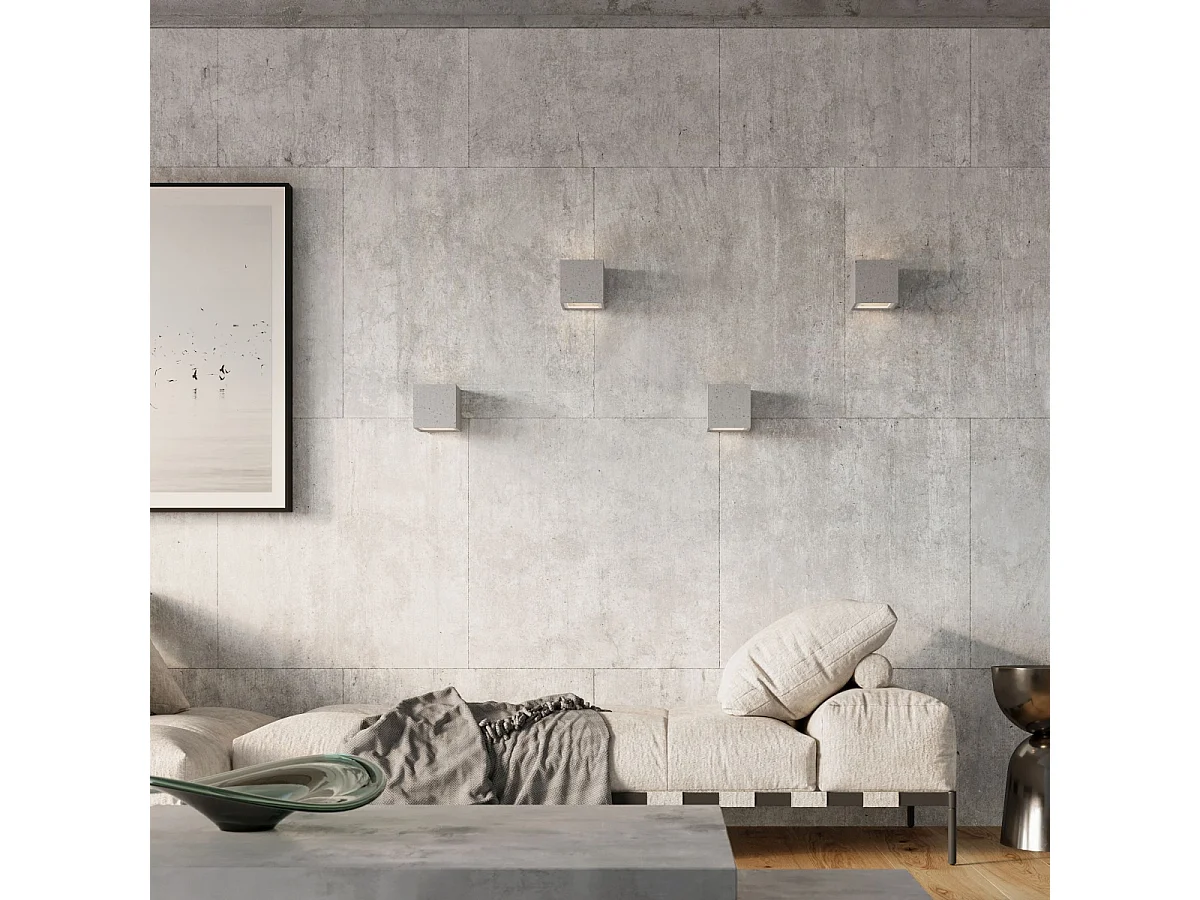 Appliques Astra moderne en béton/verre - 1 sources lumineuses 4000K - L.12 x H.10 cm - gris