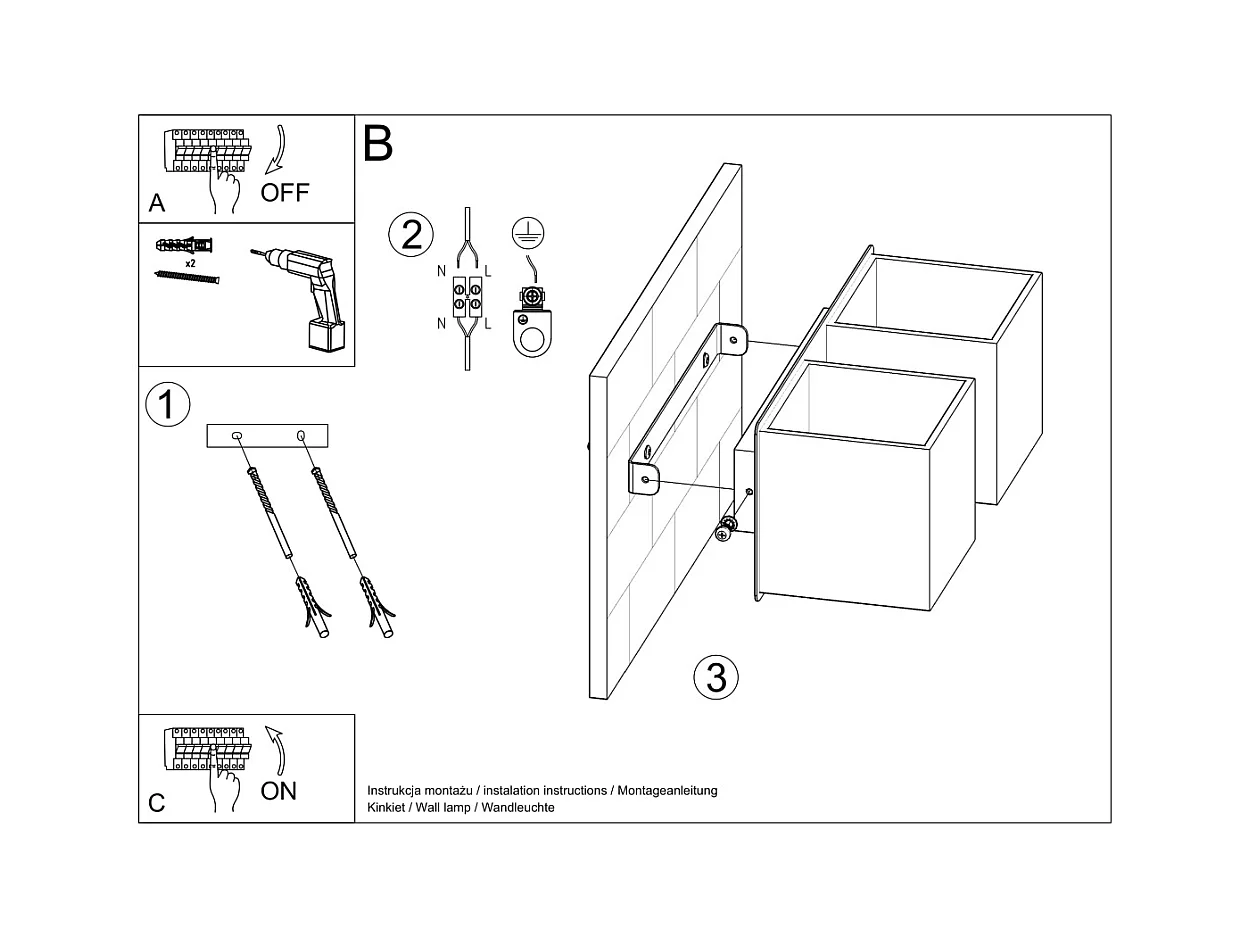 Kinkiety nowoczesny Quadx, aluminium - 2 źródło światła 3000K - L.26 x H.11 cm - biały