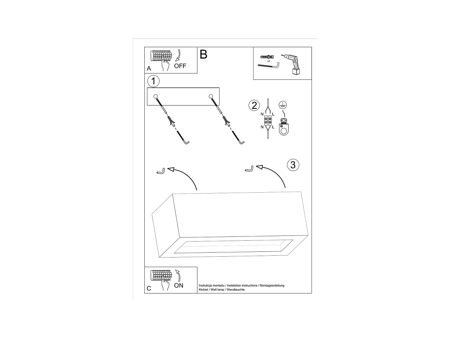 Wandlampen Solara modern van  - 1 lichtbronnen 4000K - L.30 x H.10 cm - grijs
