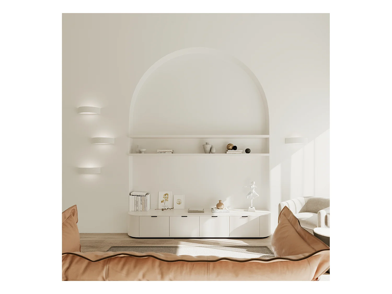 Lampade da parete Gloim moderno di ceramica - 1 sorgenti luminose 4000K - L.30 x A.15 cm - bianco