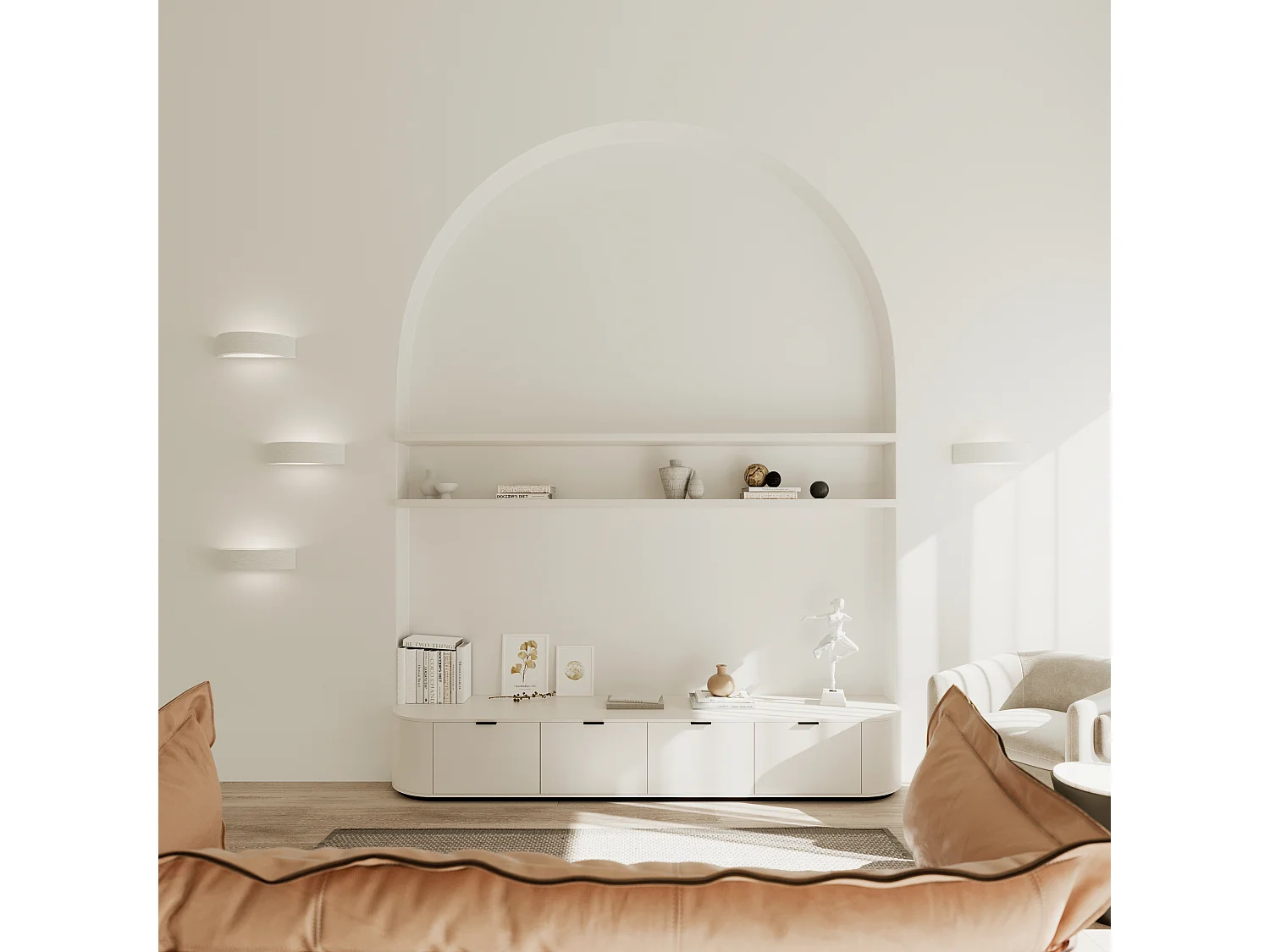 Appliques Gloim moderne en céramique - 1 sources lumineuses 4000K - L.30 x H.15 cm - blanc